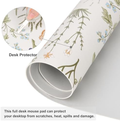 QIYI PU Leather Large Mouse Pad, Waterproof Desk Mat, 31.5" x 15.7", Herbs - Image 4