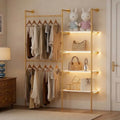 Industrial Pipe Clothing Rack with LED Lights& Shelves by DABILONGC
