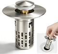 Bathroom Sink Stopper, 3 in 1 Bathroom Sink Drain Strainer Universal Pop Up Sink Stopper with Removable Hair Catcher Anti-Clog Filter Basket Brass & Stainless Steel Brushed Nickel 1 PC by Unknown