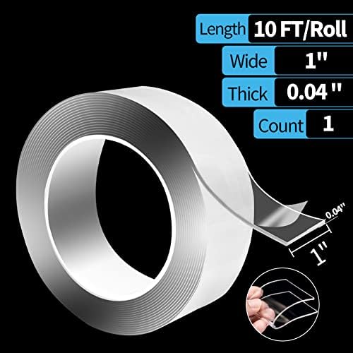 Art3d Traceless Double-Sided Foam Tape, 1/24" x 1" x 10', 1 Roll, Crystal - Image 2