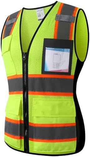 Hi Vis Reflective Safety Work Vest for Women,KZW,Yellow,M by Kazsaifo