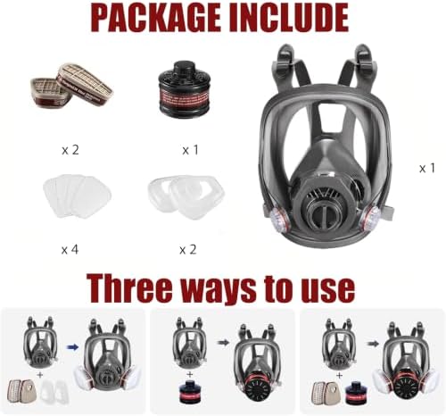 Full Face Gas Mask,Respirator Mask for Gases,Chemical,Spray Paint - Image 2