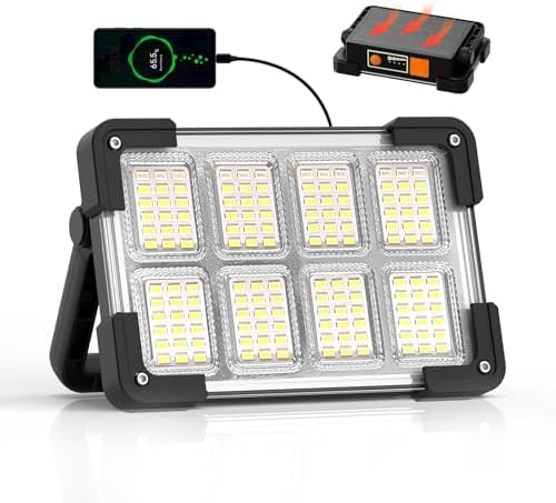 120W Solar Rechargeable 144 LED Work Light, 10000LM Flood Light by DANCINGBOAR