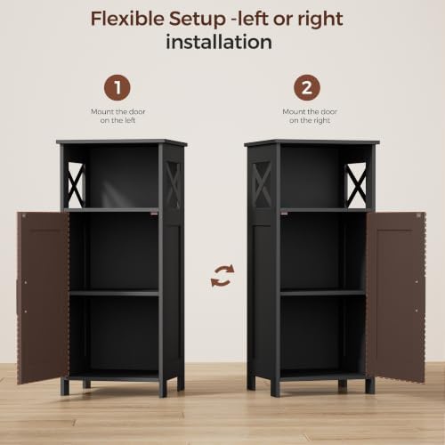 Homhedy Farmhouse Bathroom Storage Cabinet with Doors, Small Floor Cabinet - Image 4