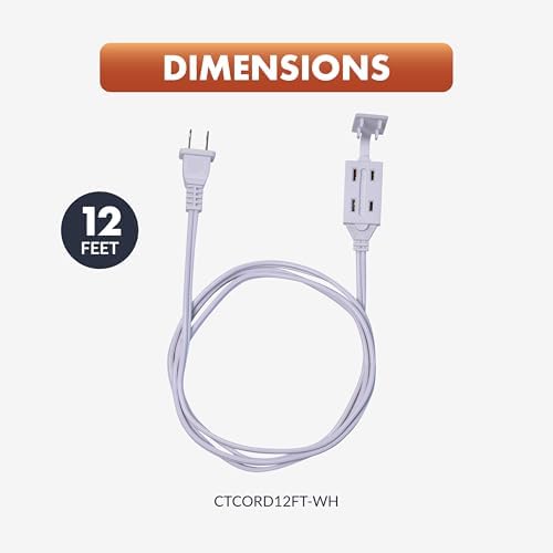 Newhouse Electric 12-Foot 2-Prong Indoor Outlet Extension Cord with Tamper Guard CTCORD12FT-WH Slim Indoor Extension Cord and Cube Tap for Home Essentials, Apartments, and Home Improvement Projects - Image 2