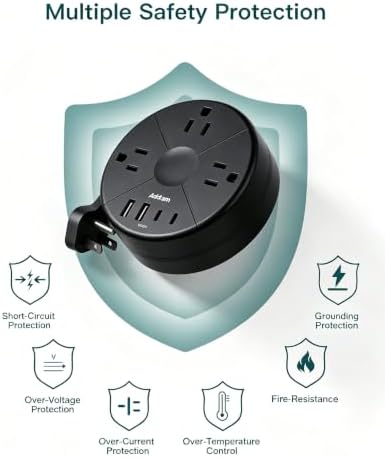 Travel Power Strip - Cruise Ship Essentials with 3ft Retractable Cord - Image 6