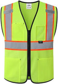 JKSafety Safety Vest for men women Hi Vis Vest with Pockets and Zipper High Visibility Construction Vests BX310 by JKSafety