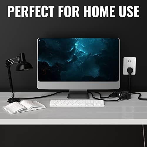 Outdoor Extension Cord 50 Ft with 3 Outlets, 14/3 SJTW 3 Prong Grounded Power Cord, 14 Gauge 14AWG Heavy Duty Power Cable, ETL Listed, 15 Amp 125 V 1875 W-Multiple Outlets for Indoor/Outdoor-Black - Image 6