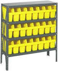 Quantum Storage Systems 1239-SB801YL Solid Heavy Duty 4 Shelves 24 STORE-MAX Yellow Bins 39" H x 36" W x 12" D by QuantumStorageSystems