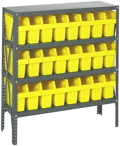 Quantum Storage Systems 1239-SB801YL Solid Heavy Duty 4 Shelves 24 STORE-MAX Yellow Bins 39" H x 36" W x 12" D by QuantumStorageSystems