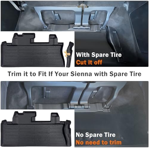 KUST Cargo Trunk Mat for 2021-2025 2026 Toyota Sienna Accessories, Rear Cargo Liner All Weather Car Mat, TPE Rubber, Raised Edge - Image 3