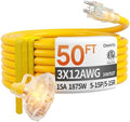 50 FT 12 Gauge Heavy Duty Extension Cord with Multiple Outlets by Deeklify