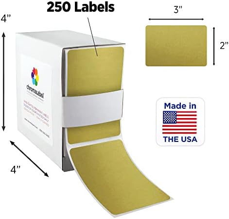 ChromaLabel 2 x 3 Inch Gold Rectangle Labels, Writable, 250/Box - Image 2