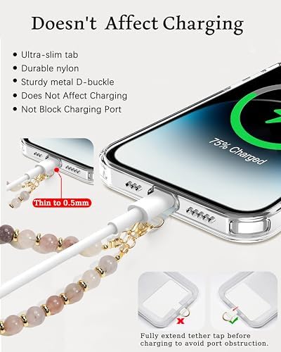 Marble Beaded Phone Wrist Strap for Women, Detachable Design - Image 4