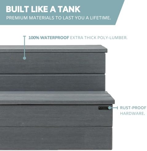 DENKOE Hot Tub Steps with Storage - Waterproof, Non-Slip & No Maintenance - Multi Angle Access - Ideal for Spa Steps, Hot Tub Stairs - Gray Spa Step for Outdoor - Image 5