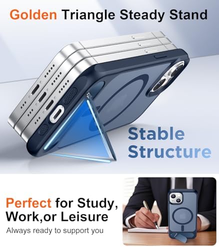 Temdan Magnetic Compatible with iPhone 15 Plus Case & iPhone 14 Plus Case, [Built-in Invisible Kickstand][Compatible with MagSafe][Military Grade Shockproof] Slim Translucent Matte Phone Case 6.7" - Image 4