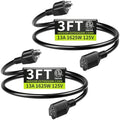 16/3 Black Extension Cord 3FT 2Pack Indoor, Short Extension Cord by Seeklyze