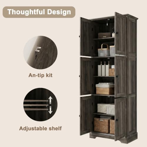 ChooChoo 63.2" Tall Bathroom Storage Cabinet with 6 Doors - Image 5