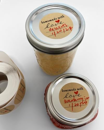 2" Homemade with Love Stickers, 500 Pcs Kraft Jar Canning Label Stickers for Baked Packaging, Cookie Bags, Fudge Containers, Store Owners, Crafts, Organizing, Price Tags - Image 4
