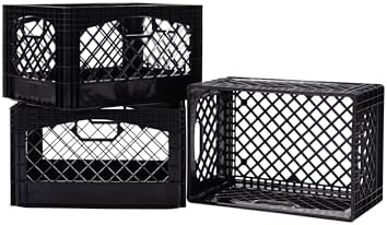 Plastic 24-Quart Rectangle Milk Crate Storage with Handles, 3-Pack - Image 7