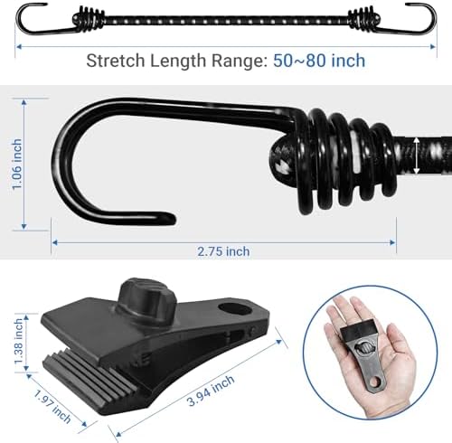 Hlogree 2PCS Car Cover Gust Straps Wind Protector,Bungee Cords Hook Clips - Image 6