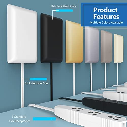 LIDER Flat-Face Outlet Extender, 3 Receptacles, 8ft Cord, 1625W, ETL Listed - Image 6