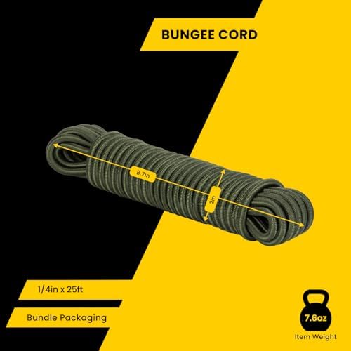 Brotree Bungee Cords 1/4" x 25ft Elastic Shock Cord 100% Stretch Cord - Image 2