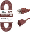 8 Ft Brown Outdoor Extension Cord 16 Gauge Grounded Plug for Lights by HONDERSON