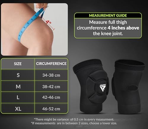 RDX Knee Pads for Work, Oeko TEX Certified, Anti-Slip Protective Thick Padded Foam Pad, Collision Avoidance Sleeves Pair, MMA Muay Thai Grappling Volleyball Football Wrestling Gardening. - Image 4