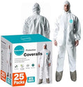 Andes 25 Pack Hazmat Suits with Boots, Lab Coveralls by AndesSafety