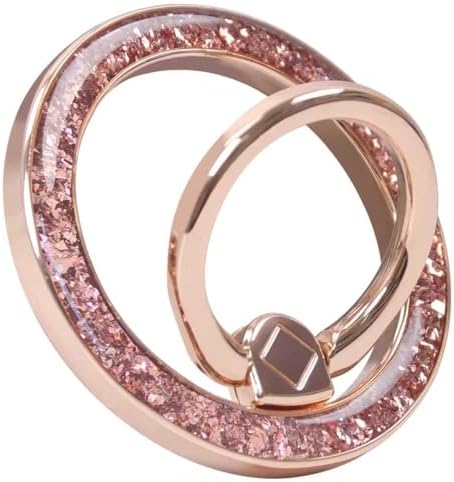 Magnetic Phone Ring for MagSafe Grip [Super Magnet] Gold Twinkle Design Ring Holder Stand, magsafe pop Socket (Rose Gold) by Unknown