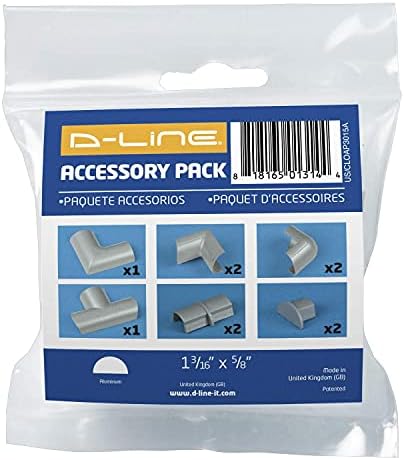 D-Line Medium Cable Raceway Accessory Pack, Join 1.18in x 0.59in Cord Cover Lengths, 10 Accessories Included, Hide Cords Around a Variety of Angles - Gray - Image 4