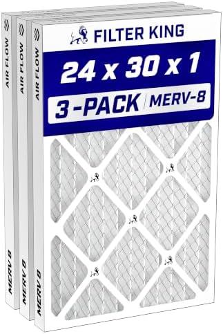 Filter King 24x30x1 Air Filter MERV 8, AC Furnace Filters (3-Pack) by FilterKing