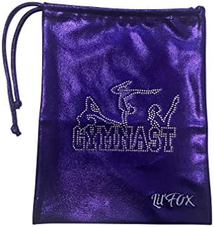 LIL'FOX 8"x10" Drawstring Gymnastics SMALL GRIP BAG 26x20cm - Lightweight Bag for Personal Equipment - Shiny Foil Rhinestones - Image 2