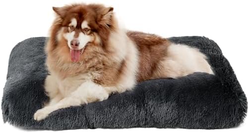 EHEYCIGA Fluffy Dog Crate Bed, Plush Extra Large Plus Dog Pillow, Dark Grey by EHEYCIGA