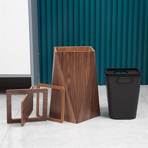 Wooden Waste Basket with Lid Stylish Rhombus Design Trash Can for Home Ideal for Living Room Bedroom Bathroom Multi Colored Bin with Inner Bucket Functional and Decorativ - Image 6