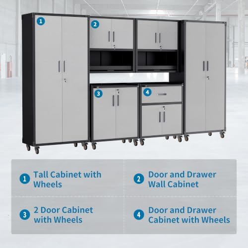 6-Piece Garage Storage Cabinets System Heavy Duty Workshop Set - Image 4