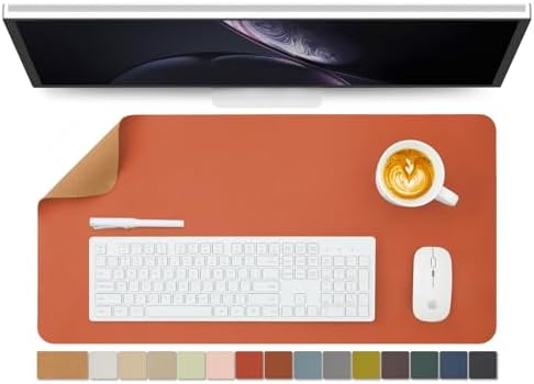 Cork Desk Mat - Dual-Sided Desk Pad for Office and Home - Desk Organization and Accessories - Ideal for Large Mouse Pad and Desk Mats on Top of Desks(Orange,27.6"x 13.8") by HOMIEAZICOZI