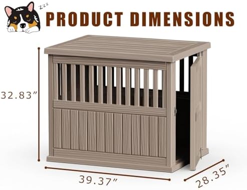 42 Inch Dog Crate Furniture Lockable Dog Kennel Indoor for Large Dogs and Medium Heavy Duty Pet Crate Decorative Pet Cage End Table,Grey - Image 5