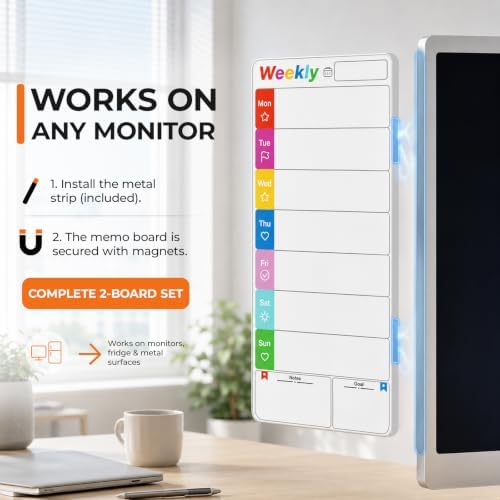Office Supplies Desk Accessories 2pcs Computer Monitor Magnetic Memo Board - Image 3