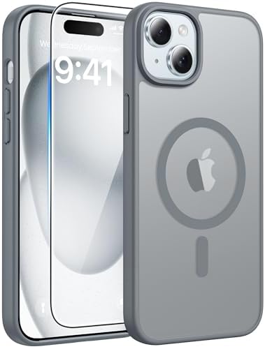 FNTCASE for iPhone 15/14/13 Case, Fit for Magsafe, Glass Screen Protector by FNTCASE