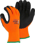 Majestic Polar Penguin Winter Lined Napped Terry Glove with Foam Latex Dipped Palm | 1 Dozen - LG | ANSI A2, Heavyweight Glove, Hiviz Orange/Black | for Automotive, Industrial, Manufacturing | 3396HO by Majestic