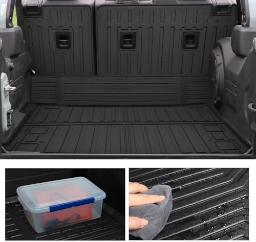 for 2021-2025 2026 Jeep Wrangler JL 4XE Floor Mats Cargo Liner and Backrest Mat All Weather TPE Rubber Protection Mat Accessories (Only for Jeep Wrangler JL 4XE Full Set) - Image 3