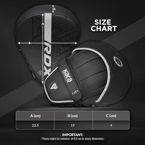 RDX Boxing Pads Curved Focus Mitts, Maya Hide Leather Kara Hook and jab Training Pads, Adjustable Strap Ventilated, MMA Muay Thai Kickboxing Coaching Martial Arts Punching Hand Target Strike Shield - Image 6
