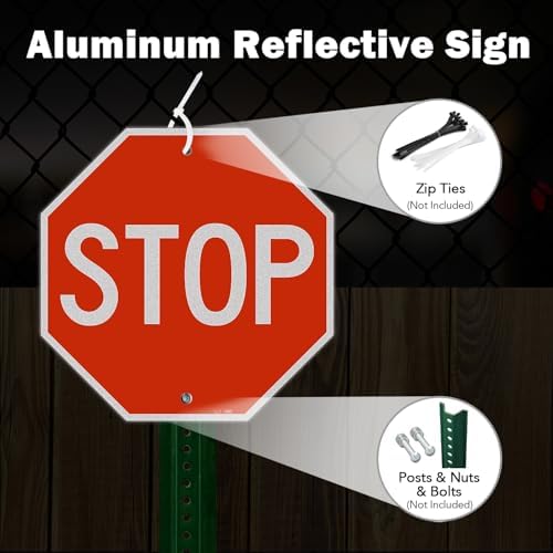 T&R Stop Sign Street Road Sign 12 x 12 Inches, Rust Free .040 Aluminum Reflective, Weather Resistant, Waterproof, Fade Resistant, 2 Pre-drilled Holes - Image 5