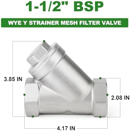 TAISHER 1Pcs 304 Stainless Steel 1-1/2" BSP Female WYE Y Strainer Mesh Filter Valve CF8 WOG 800 - Image 2