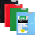 Five Star 2-Pocket Folder,Plastic Folder with Stay-Put Tabs and Prong Fasteners,Holds 8-1/2" x 11" Paper,Black,Fire Red,Forest Green,Pacific Blue (38048),(Pack of 24) by FiveStar