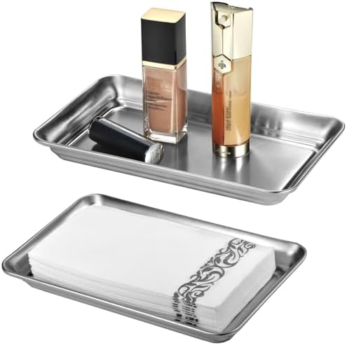 SheeChung Metal Vanity Tray, Bathroom Tray for Perfume Makeup Jewelry - Image 2