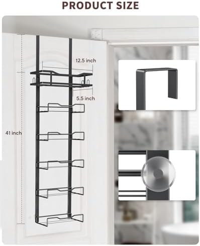 Aetyord Hanging Towel Racks for Bathroom No Drill - 6-Tier Over The Door Bath Towel Storage Organizer for Small Bathrooms - Tiered Back of Door Towel Holder Hanger for Rolled Towels RV Camper Black - Image 7