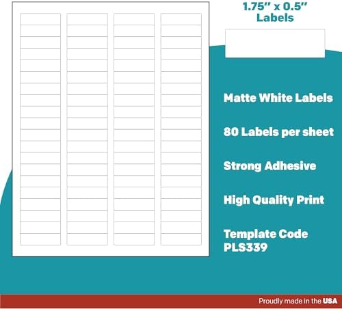 Premium Label Supply White Sticker Return Address Labels – 1.75" x .5" – Laser/Inkjet Compatible – (80 per Sheet), 100 Sheets – 8000 Total Adhesive Labels - Image 4